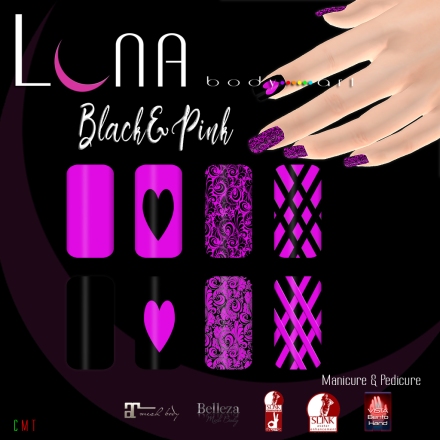 LUNA Body Art Black&amp;Pink Nails